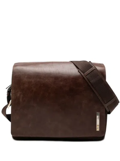 Pre-owned Cartier 2010-2026 Leather And Canvas Santos Messenger Bag Crossbody Bag In Brown