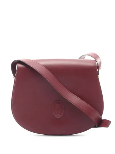 Pre-owned Cartier 2010-2026 Leather Must De  Line Crossbody Bag In Red