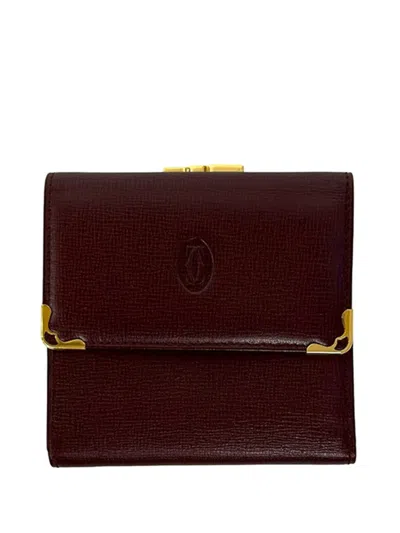 Pre-owned Cartier 2010-2026 Leather Must De  Wallet Small Wallets In Red