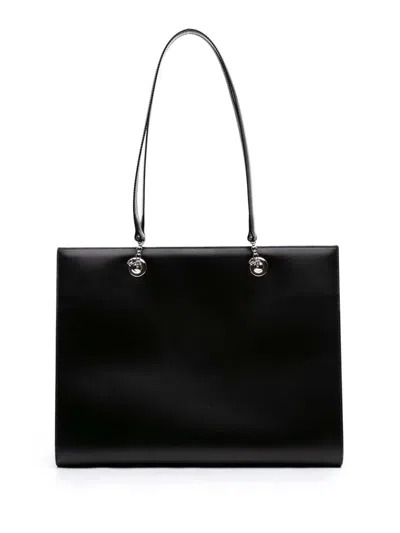 Pre-owned Cartier 2010-2026 Leather Panthere Tote Bag In Black