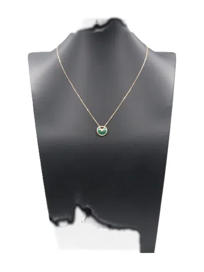 Pre-owned Cartier 2010s 18k Rose Gold Amulet De  Diamond And Malachite Necklace