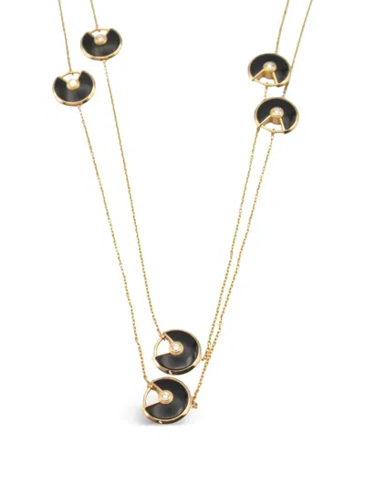Pre-owned Cartier 2010s 18k Rose Gold Amulette De  Diamond And Onyx Necklace