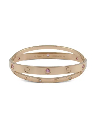 Pre-owned Cartier 2010s 18k Rose Gold Be Love Diamond And Sapphire Bracelet In Pink