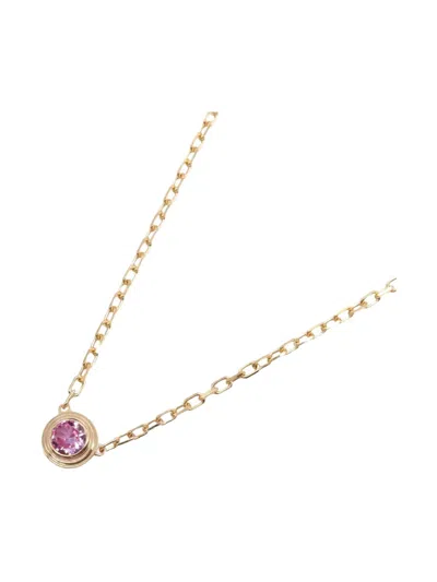 Pre-owned Cartier 2010s 18k Rose Gold D'amour Sapphire Necklace In Pink