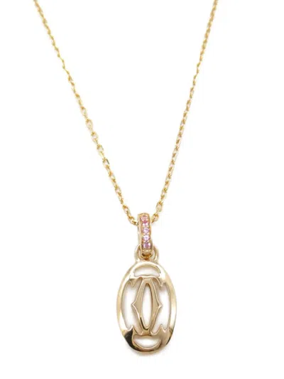 Pre-owned Cartier 2010s 18k Rose Gold Double C Sapphire Necklace