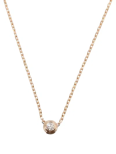 Pre-owned Cartier 2010s 18k Rose Gold Extra Small Amour Diamond Necklace