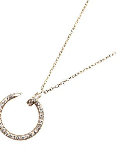 Pre-owned Cartier 2010s 18k Rose Gold Juste Un Clou Diamonds Necklace