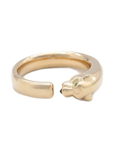 Pre-owned Cartier 2010s 18k Rose Gold Panthère Onyx And Tsavorite Ring