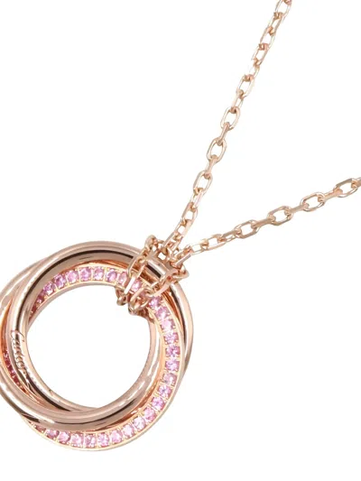Pre-owned Cartier 2010s 18k Rose Gold Trinity Sapphire Necklace In Pink