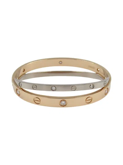 Pre-owned Cartier 2010s 18k White And Rose Gold Love Breath Diamond Bracelet