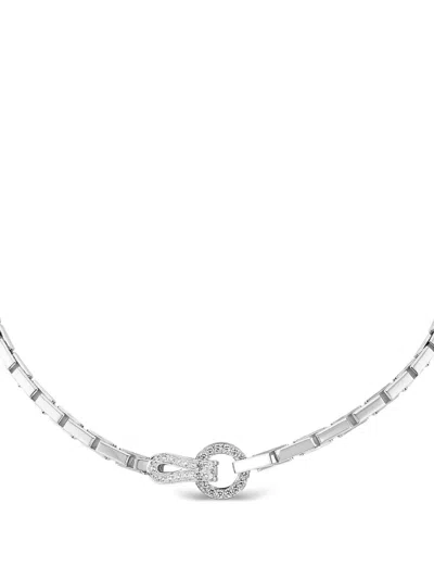 Pre-owned Cartier 2010s 18k White Gold Agrafe Diamond Pendant Necklace