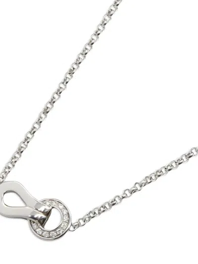 Pre-owned Cartier 2010s 18k White Gold Agraff Diamond Necklace In Silver