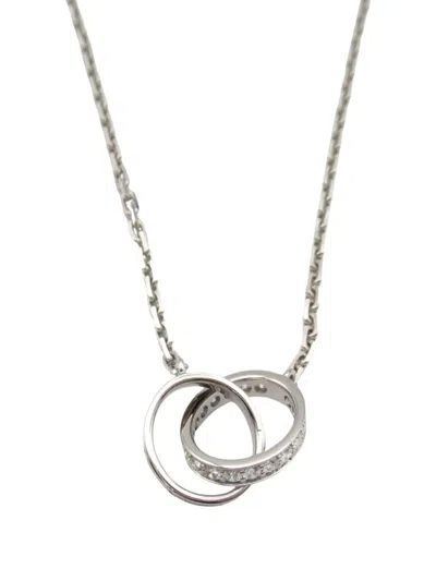 Pre-owned Cartier 2010s 18k White Gold Baby Love Diamond Necklace In Silver