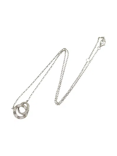 Pre-owned Cartier 2010s 18k White Gold Baby Love Diamond Necklace In Silver