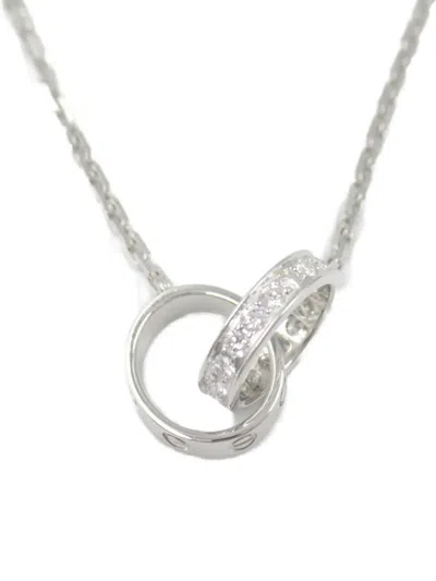 Pre-owned Cartier 2010s 18k White Gold Baby Love Diamonds Necklace
