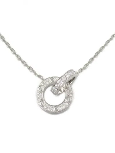 Pre-owned Cartier 2010s 18k White Gold Baby Love Diamonds Necklace