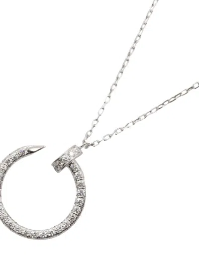 Pre-owned Cartier 2010s 18k White Gold Juste Un Clou Diamond Necklace In Silver