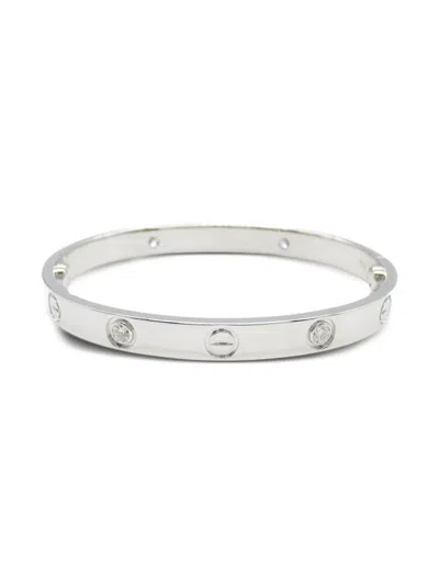 Pre-owned Cartier 2010s 18k White Gold Love Breath 4pd Diamond Bracelet In Silver