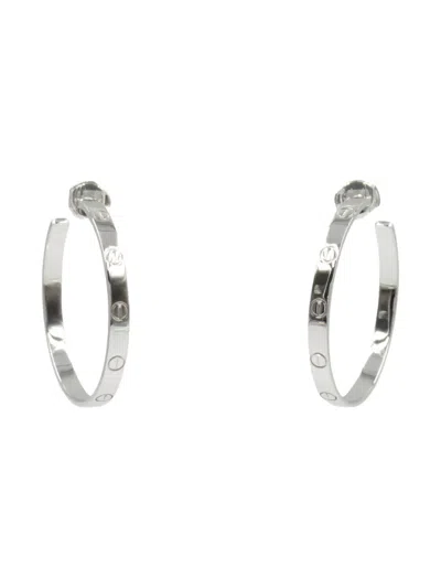 Pre-owned Cartier 2010s 18k White Gold Love Hoop Earrings In Silver
