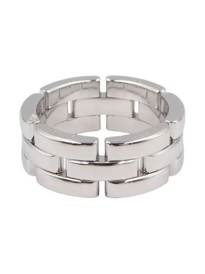 Pre-owned Cartier 2010s 18k White Gold Mailon Panthère Ring In Silver