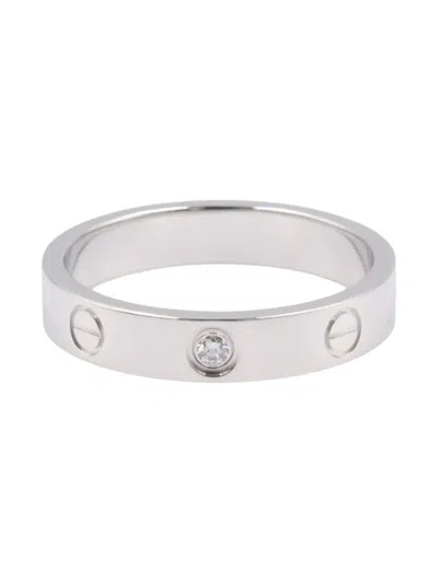 Pre-owned Cartier 2010s 18k White Gold Mini Love Diamond Ring In Silver
