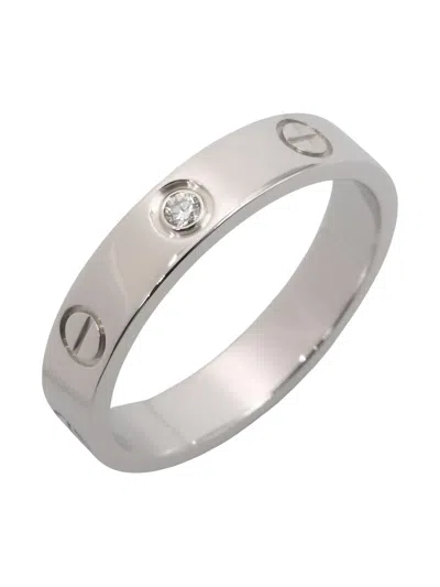 Pre-owned Cartier 2010s 18k White Gold Mini Love Diamond Ring In Silver