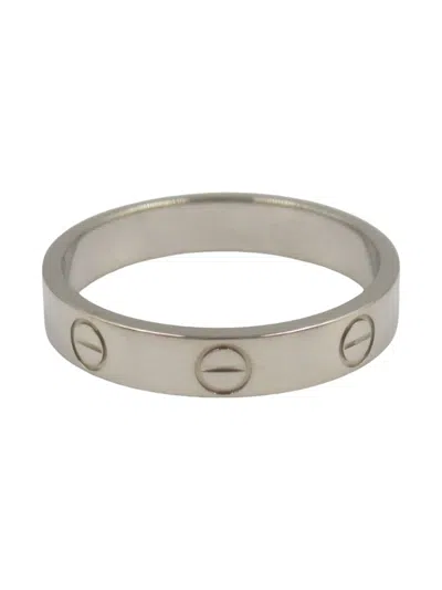 Pre-owned Cartier 2010s 18k White Gold Mini Love Ring In Silver