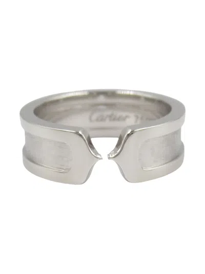 Pre-owned Cartier 2010s 18k White Gold Small C2 Ring In Silver
