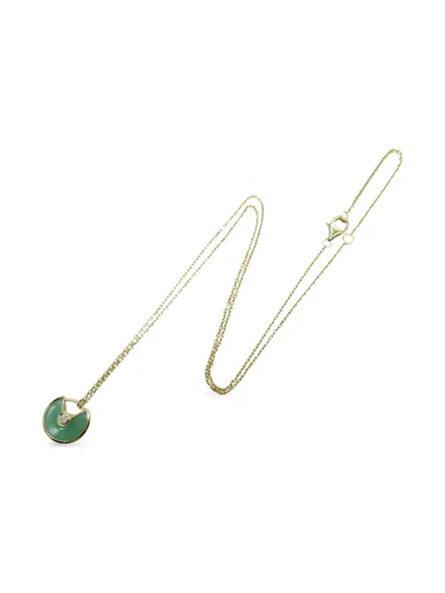 Pre-owned Cartier 2010s 18k Yellow Gold Amulet De  Chrysoprase And Diamond Necklace