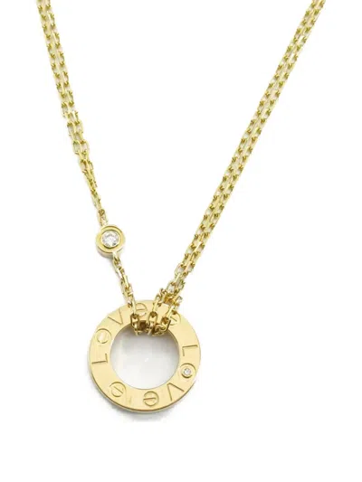 Pre-owned Cartier 2010s 18k Yellow Gold Love Circle Diamond Necklace
