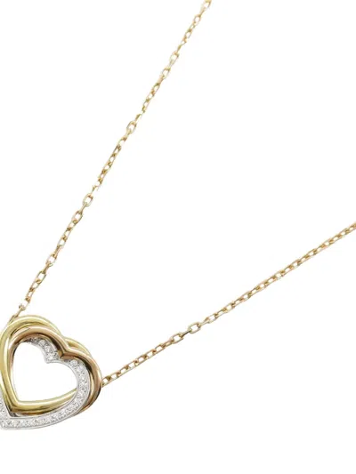 Pre-owned Cartier 2010s 18k Yellow Gold Trinity Heart Diamond Necklace