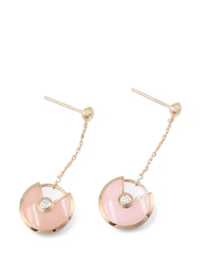 Pre-owned Cartier 2010s Amulet Diamond And Opal Earrings In Pink