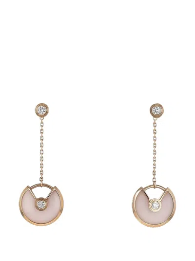 Pre-owned Cartier 2010s Amulette Opal And Diamond Earrings In Pink
