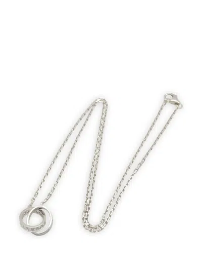 Pre-owned Cartier 2010s Baby Love Diamond Necklace In Silver