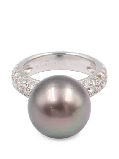 Pre-owned Cartier 2010s Diamond Pearl Ring In Silver
