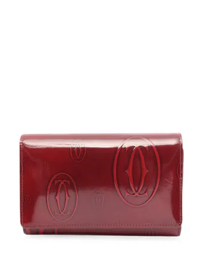 Pre-owned Cartier 2010s Happy Birthday Leather Wallet In Red
