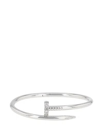 Pre-owned Cartier 2010s Juste Un Clou Diamond Nail Bracelet In Silver