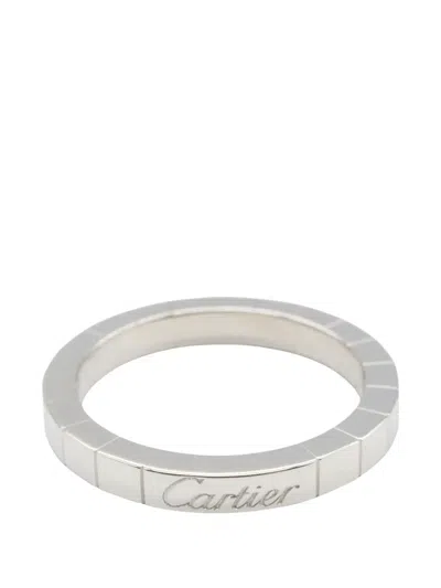 Pre-owned Cartier 2010s La Raniere Engraved-logo Ring In Silver