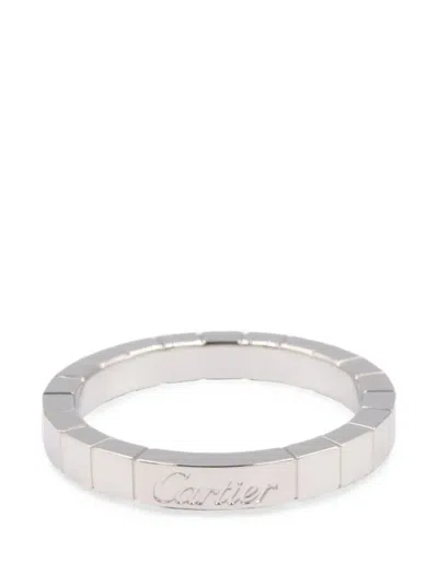 Pre-owned Cartier 2010s Laniere Engraved-logo Ring In Silver
