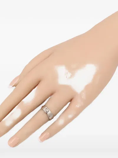 Pre-owned Cartier 2010s Love Crew Motif Ring In Silver