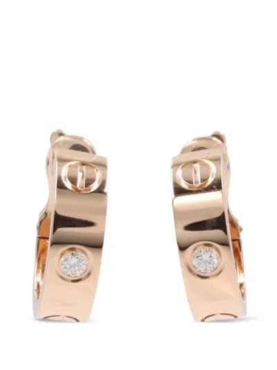 Pre-owned Cartier 2010s Love Hoop Diamond Earrings In Pink