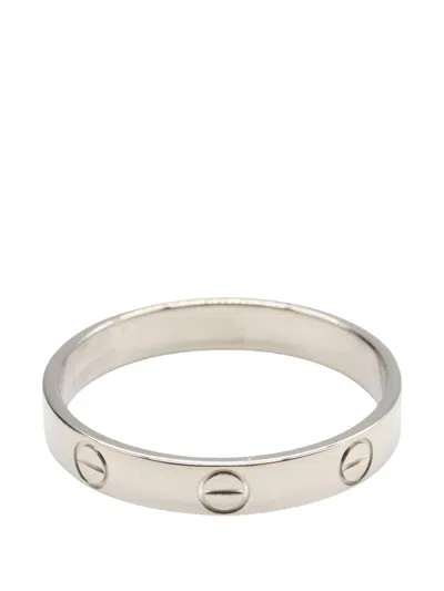 Pre-owned Cartier 2010s Mini Love Engraved Ring In Silver