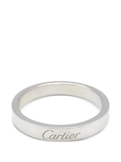 Pre-owned Cartier 2010s Platinum Logo-engraved Ring In Silver