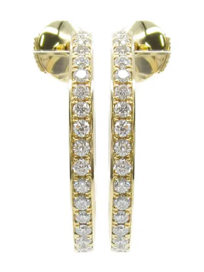 Pre-owned Cartier 2010s  18k Yellow Gold Classic Hoop Diamond Earrings