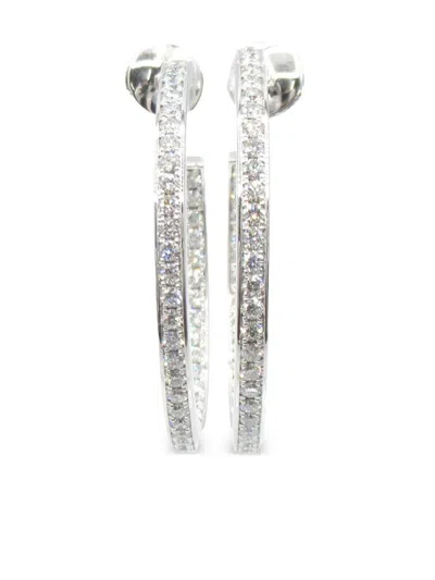 Pre-owned Cartier 2010s  18kt White Gold Large Classic Hoop Diamond Earrings In 银色