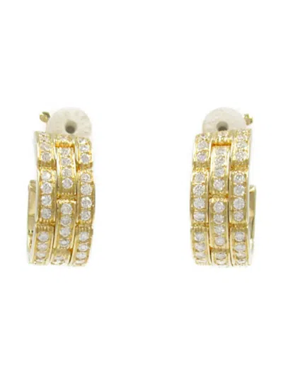 Pre-owned Cartier 2010s  18kt Yellow Gold Maillon Panthère Diamond Earrings In 金色