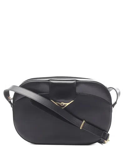 Pre-owned Cartier 2010s Sapphire Line Leather Shoulder Bag In Black