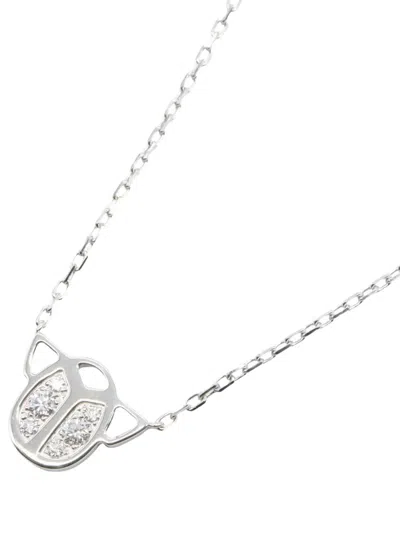 Pre-owned Cartier 2010s Scarab Diamond Necklace In Silver