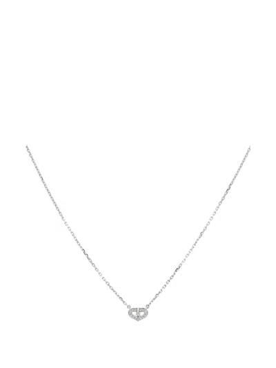 Pre-owned Cartier 2010s Small Coeur Et Symbole Diamond Necklace In Silver