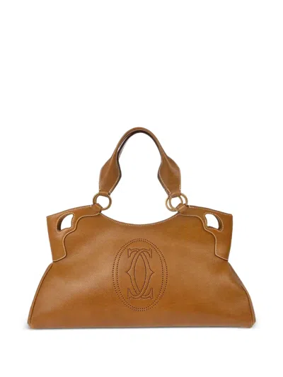Pre-owned Cartier 2010s Sut-out Leather Handbag In Brown